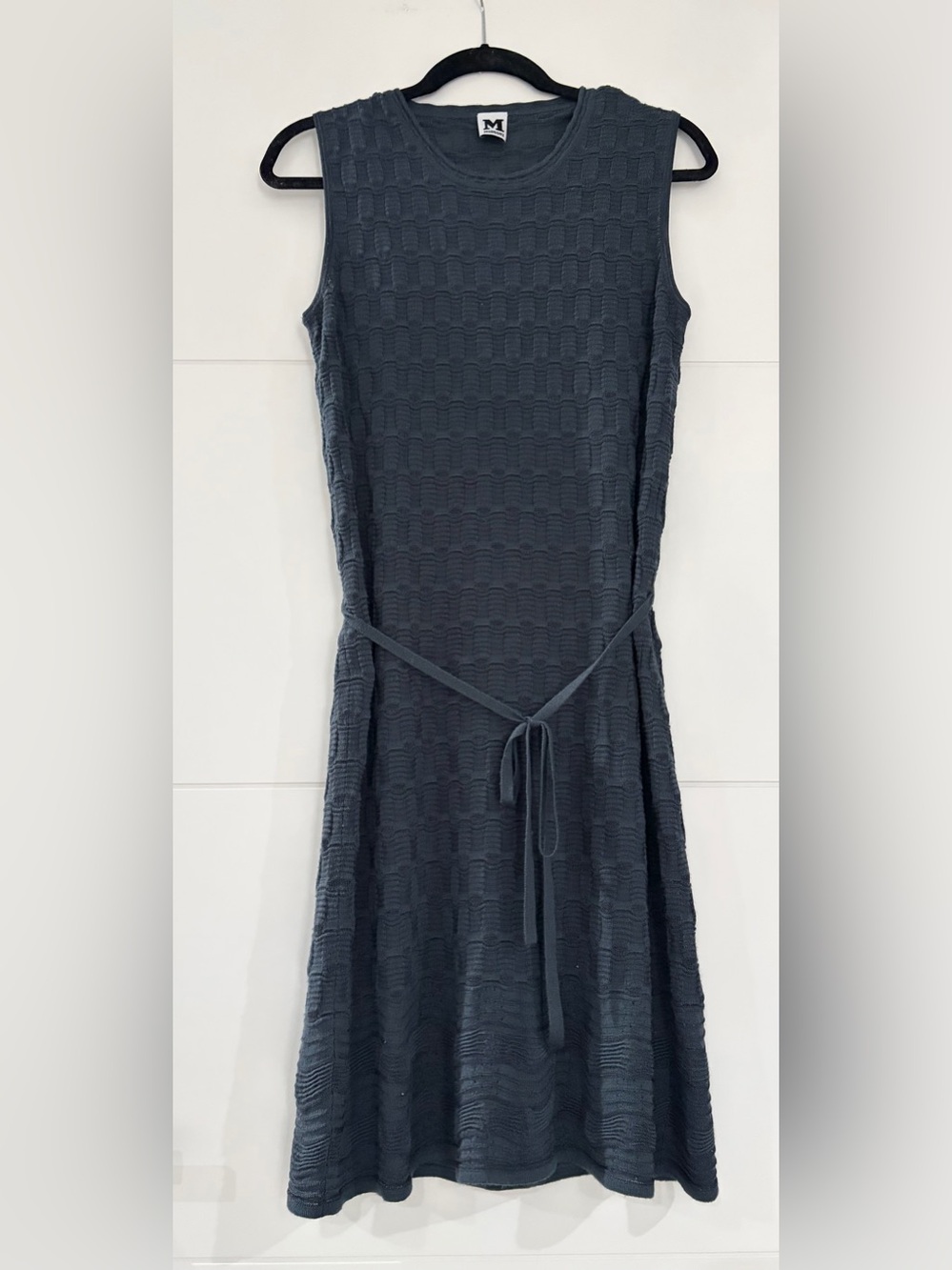 Missoni Sleeveless Knit Midi Dress, Charcoal Gray, Women’s Large Designer Dress